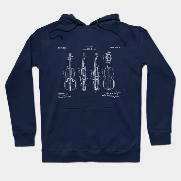 Horizontal Violin Patent White Hoodie by Luve